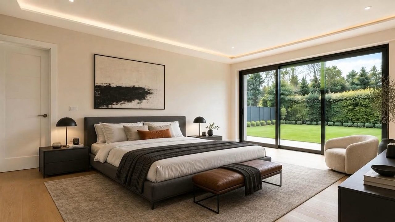 After: the same room becoming a principal bedroom.
